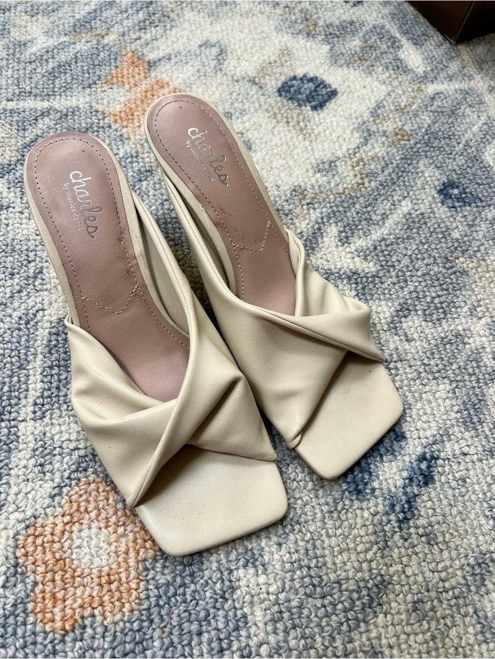 Charles by Charles David Ivory Twisted Slide Mules